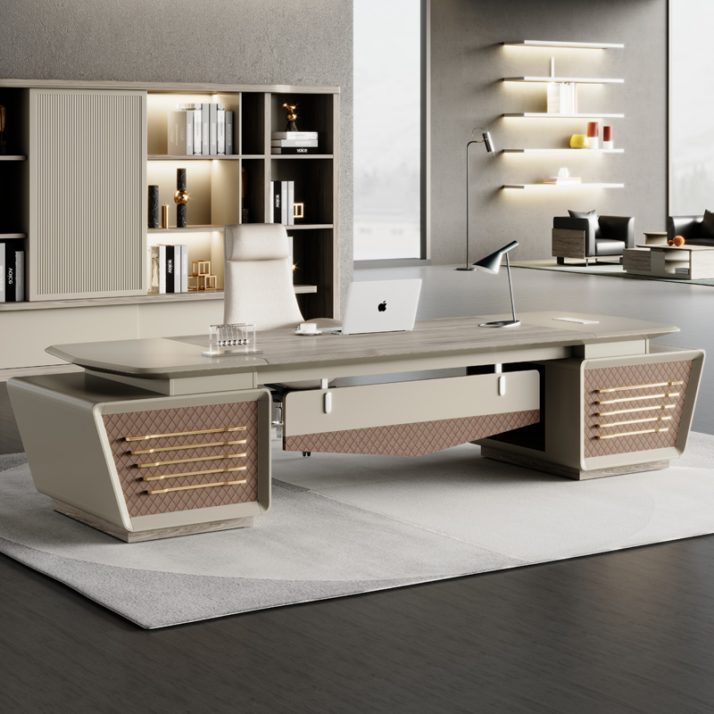 Fashion Light Extravagant Boss Table Single Desk Chair Combination Big Bandae Brief Modern President Manager Table Office