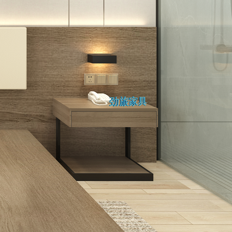 Jinlu hotel special bedside table steel wood luggage rack TV cabinet combination hotel standard room full set of customized manufacturers