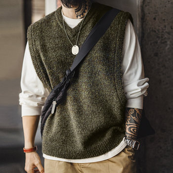 Madden workwear american retro knitted v-neck vest Madden workwear american retro knitted v-neck vest