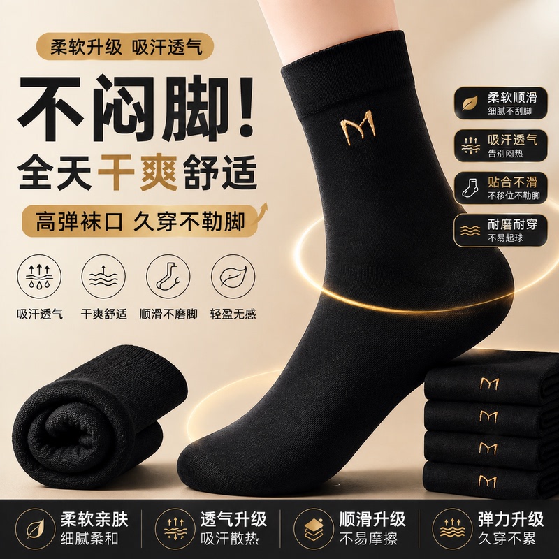 Men's Socks, Antibacterial, Sweat-Absorbent, Durable, Mid-Calf Socks, Spring and Summer All-Season Casual Sports Socks, Versatile Business Socks Men's Socks, Antibacterial, Sweat-Absorbent, Durable, Mid-Calf Socks, Spring and Summer All-Season Casual Sports Socks, Versatile Business Socks