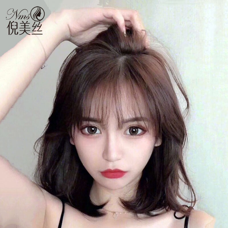 Wig Woman Short Hair Medium Long Hair Net Red Round Face Lock Bones Natural Fashion All Real Hair Silk Full Head Wig Sleeve