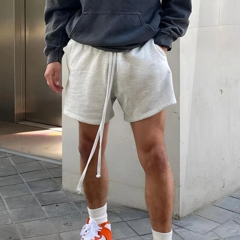American-Style Men's Shorts, Quarter-Length Jacket, Sports Casual Loose Drawstring Knit Fitness Basketball Shorts, American-Style Shorts