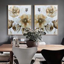 Pure hand-painted oil painting restaurant two-way American light luxury decorative painting porch living room gold foil art hanging painting nostalgic retro
