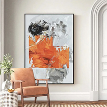 Orange Pure Hand-painted Oil Painting Modern Minimalist Light Extravaganza of the family Xuanguan gangway Texture Abstract Decoration Painting Restaurant Hang Painting