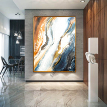 American light luxury hand-painted oil painting porch decorative painting dining room living room background wall orange hanging painting European large murals