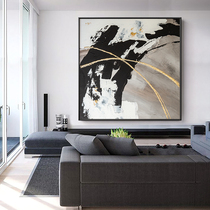 Modern minimalist abstract hand-painted oil painting living room sofa background hanging painting porch corridor minimalist black platinum decorative painting