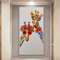 Cute Darling Hand-painted Oil Painting Auspicious Deer Genguan Painting Childrens House Bedroom Solid Modern Decoration Painting Creative Nordic Hanging Paintings