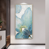 New Chinese Xuanguan Hand-painted Oil Painting Corridor Aisle Light Lavish Florist Decoration Painting into the door to the door vertical version hanging painting