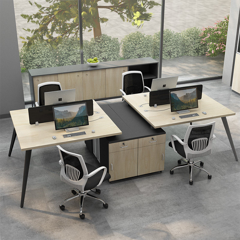 Office Staff Table 4 6 People's Desk Staff Desk Desk Room Desk Chair Composition