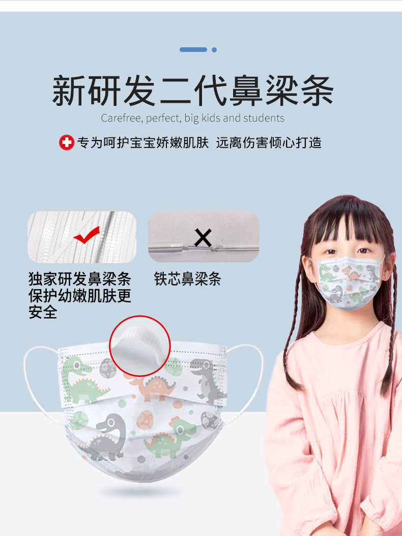 哈库拉玛塔塔 儿童一次性防护口罩 20只 卡通花色 图2