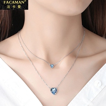 Fakaman Ocean Heart Necklace Female Sterling Silver Korean Simple choker Short Sen Tanabata Gift for Girlfriend