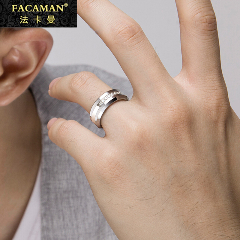 Faqman Ring Men Silver Wide Ring Simple in Windows Windows Zircon Unnamed Finger Ring Business Light Luxury Ring