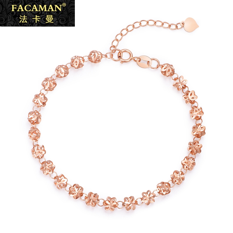 18K gold color gold handmade rose gold female four-leaf grass cold light wind small crowdsourced design can be adjusted to send girlfriend gift