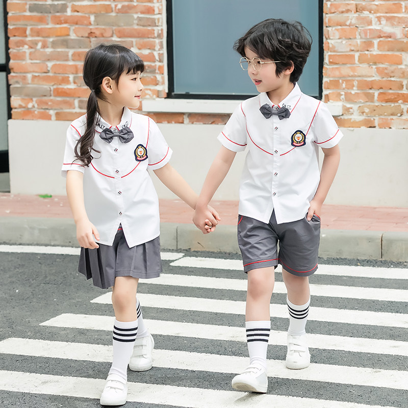 School uniforms for elementary school students summer children's graduation photos clothing kindergarten uniforms shirts short-sleeved British college style suits