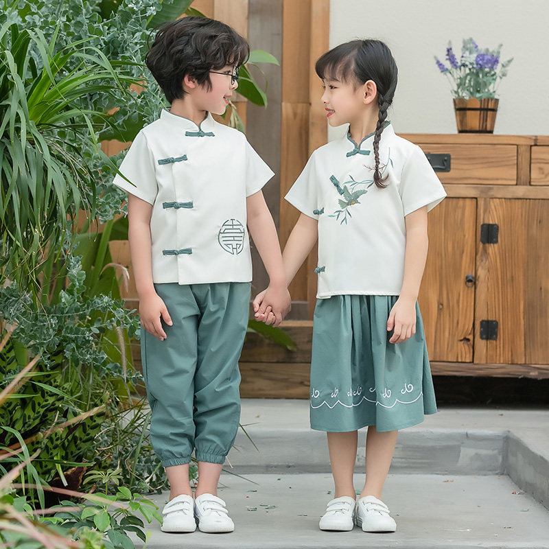 Kindergarten Garden Suit Summer Clothes Elementary School Uniforms Summer Banswear Suit China Wind Hanfu 61 Children Acting Out