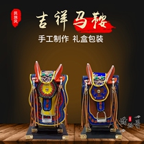 Mongolian auspicious saddle gift box genuine leather leather ornaments ethnic handicrafts gift box special gifts