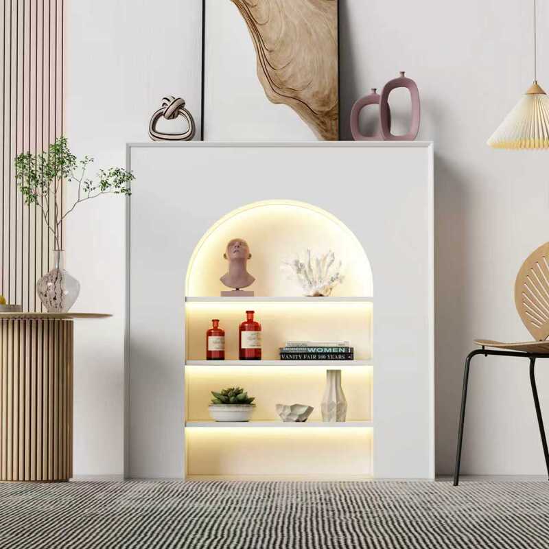 Living Room Decorative Cabinet, Faux Fireplace Cabinet, Minimalist White Decorative Cabinet for Guesthouses, Storage Rack, Display Cabinet, Cave-Style Entryway Cabinet