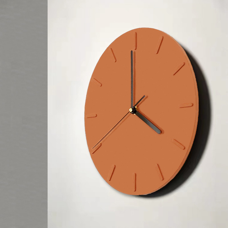 ShiYAN Original Orange Cement Wall Silent Living Room Bedroom Nordic Modern Limited Wall Light Wall Clock