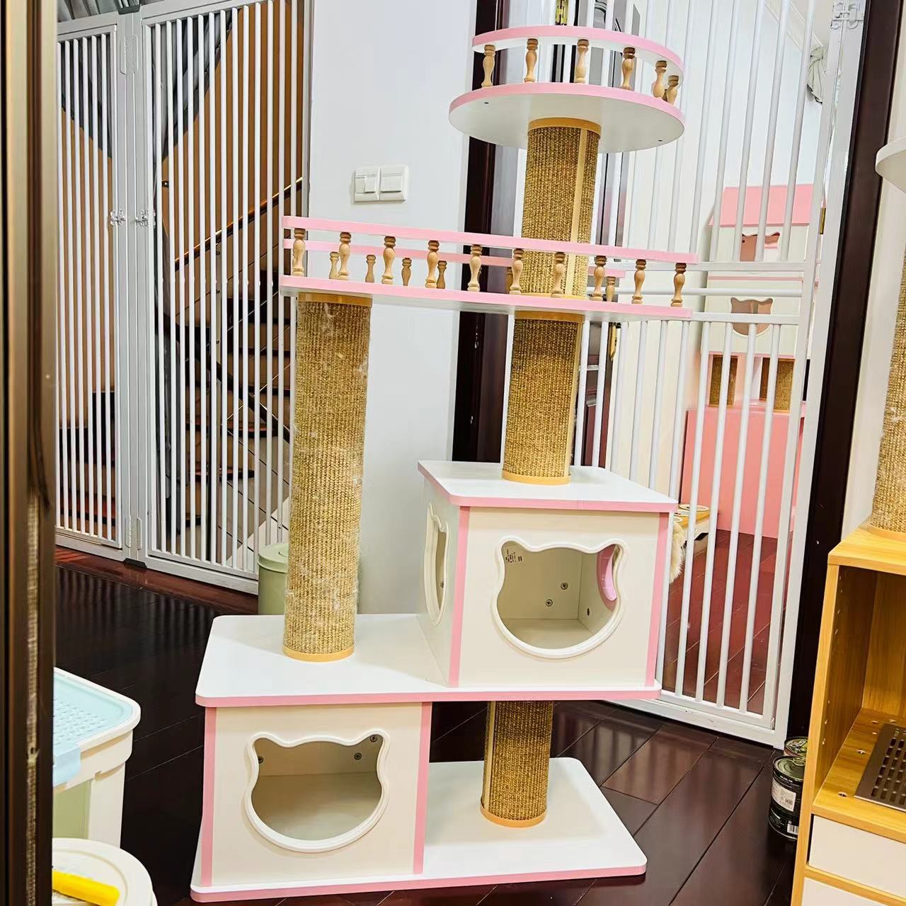 510 Cat Paradise Pink White Small Cat Climbing Rack