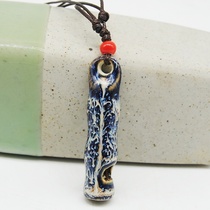 Bone whistle couple whistle tiger skin ceramic dazzling bird training bird handmade sweater chain parrot necklace jewelry pendant