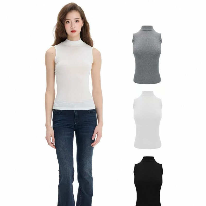 Uncommon Summer Sleeveless Top for Women 2026 New Half-High Collar Knitted Base Shirt Versatile Slim Fit Vest Uncommon Summer Sleeveless Top for Women 2026 New Half-High Collar Knitted Base Shirt Versatile Slim Fit Vest