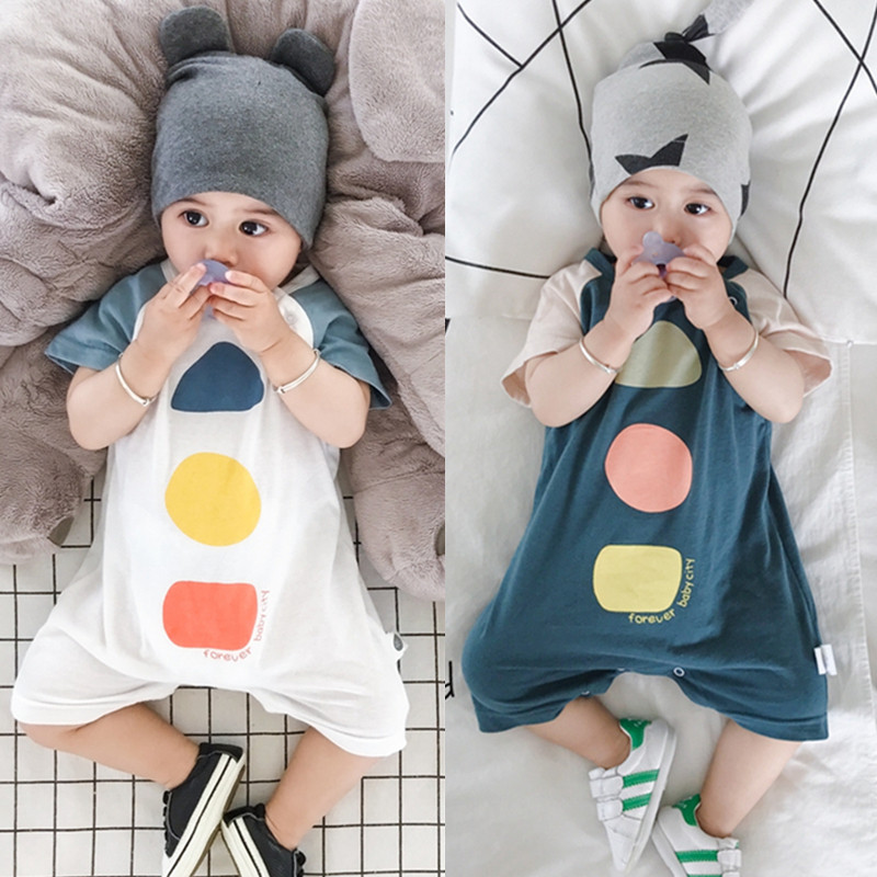 Uk next kid summer baby one-piece hak coat short sleeve cotton crawling suit newborn male and female baby outing to wear