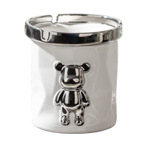 Anti-fly ash funnel light luxury ceramic ashtray with cover home living room office high-end creative commercial ashtray