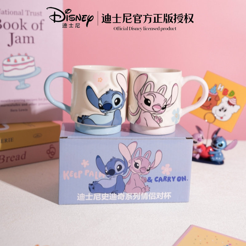 Керамическая кружка Disney Stitch большой емкости, милая женская офисная домашняя пара, чашка для воды высокого качества