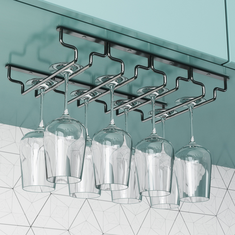 Stainless Steel Red Wine Cup Rack Hanging Cup Rack Suspension Home Red Wine Rack Wine Cabinet Hem Wine Glass Shelf Upside Down Red Wine Rack