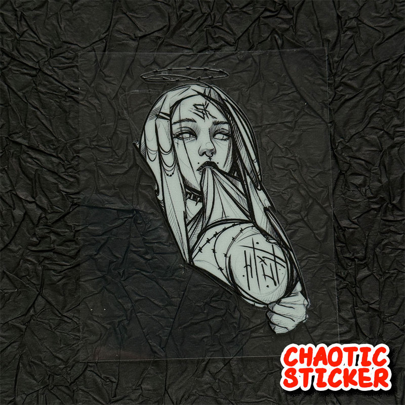 Chaoticsticker Nun's Silence Lip Luggage Skateboard Guitar Headphones Camera Waterproof and Moisture-Proof Stickers Chaoticsticker Nun's Silence Lip Luggage Skateboard Guitar Headphones Camera Waterproof and Moisture-Proof Stickers