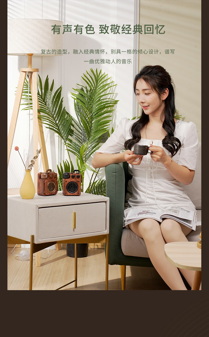 Wireless Bluetooth speaker, portable outdoor radio, LOGOTF card, USB flash drive, elderly player, retro audio system pic 6