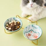 猫咪吃饭斜口陶瓷猫碗幼猫猫水碗宠物狗狗碗护颈防打翻饭碗猫食盆