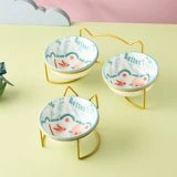 猫咪吃饭斜口陶瓷猫碗幼猫猫水碗宠物狗狗碗护颈防打翻饭碗猫食盆