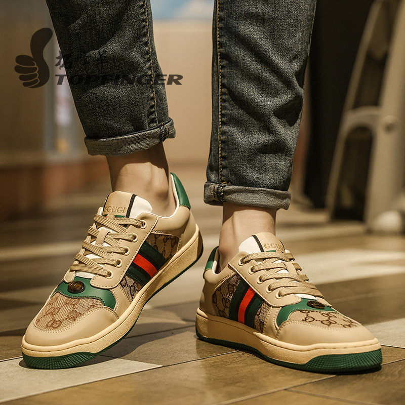 Men's shoes 2022 new trendy luxury men's shoes trendy all-match casual shoes men's printed sneakers men's Korean style trendy - Taobao