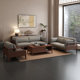 New Chinese sofa 2025 new high-end walnut living room small apartment simple fabric solid wood sofa combination