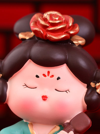 Xi'An Cultural and Creative Souvenirs, Ancient Style Tang Dynasty Lady, Luoyang Tumbler Figurine, Office Desktop Decoration Gift for Girls