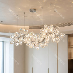 Simple and Luxurious Branch-Shaped Crystal Chandelier for Villa Dining Room, Personalized Staircase, High-End Island Table, New Special-Shaped Lighting Fixtures