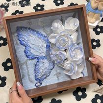 Handmade DIY butterfly texture painting rose flower photo frame material package decoration table decoration gift for girlfriend