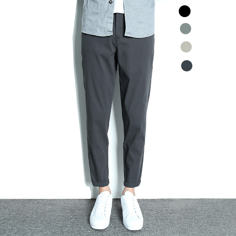 Ninth pants men's summer thin section loose straight wash tapered slim casual pants handsome trend all-match pants