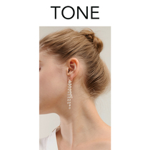 Crystal tassel ear clip without ear hole female mosquito coil temperament fairy air cold wind long Net red super fairy ear earrings