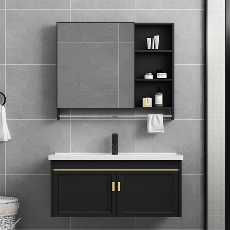 2021 new bath cabinet light and luxurious minimalist sanitary cotton wash table mirror suit Nordic wind upper class