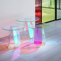 Dazzling Tea Table Tennis Red Acrylic Transparent Table Fashion Living Room Hotel Hall Talks Table Ins Wind Poles Short