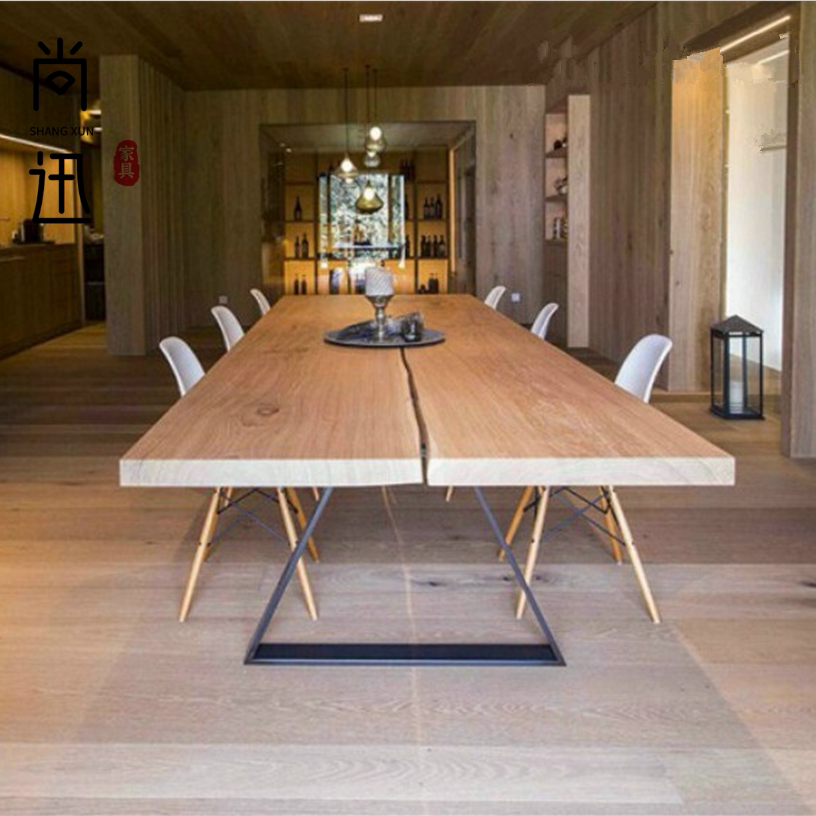 Nordic Solid Wood Iron Art Desk Creative Designer Table Meeting Table Industrial Wind Computer Bar talk Long table