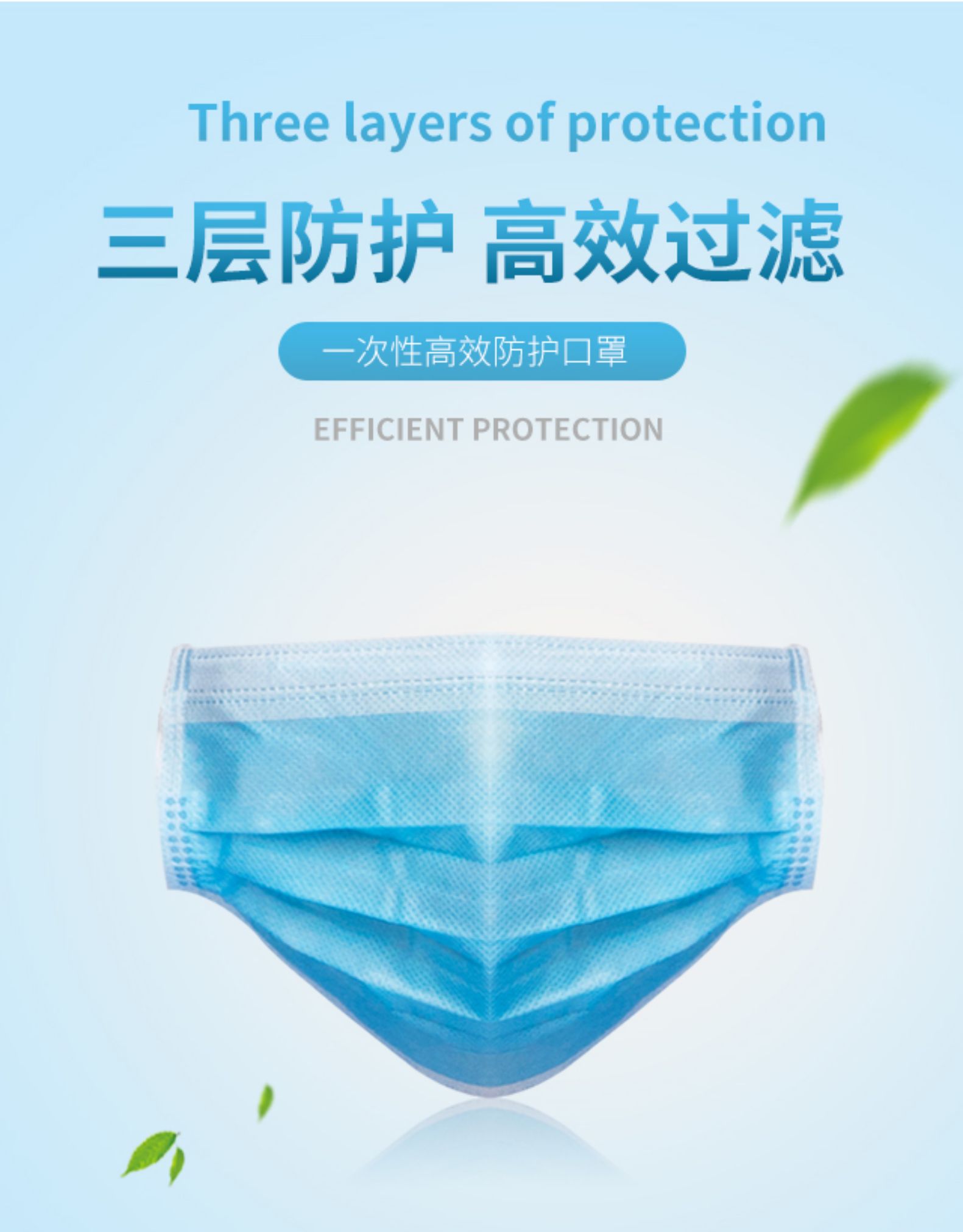 亿吉堂 三层防尘口罩含熔喷布 100只 图1