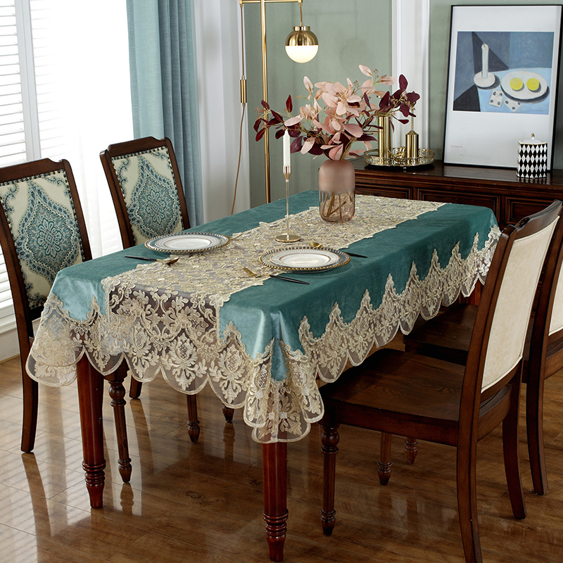 Nordic net red household fabric tablecloth French large lace lace rectangular coffee table cover towel cloth European style