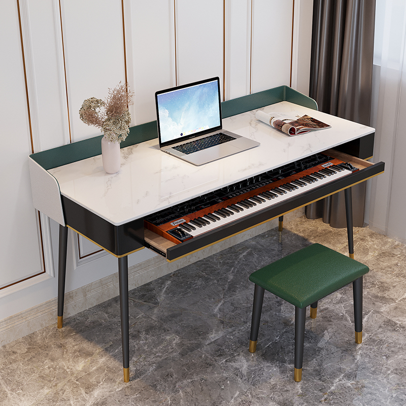 Computer Desk with Keyboard Holder Marble Piano Table Bedroom Desk Office Desk Accessible Luxury Electric Piano Midi Arrangement Table