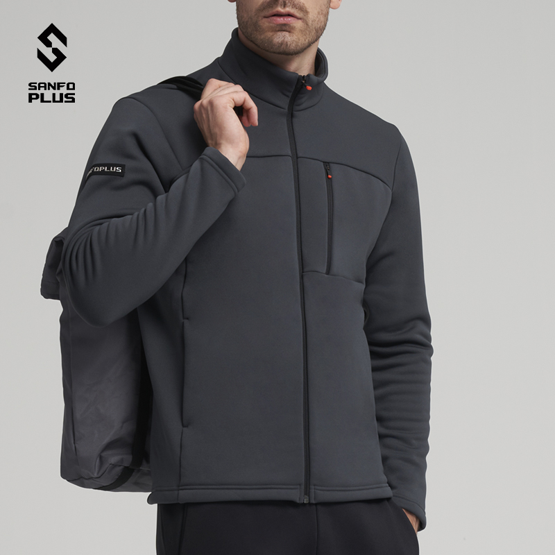 SANFOPLUS shadow light warm stand collar cardigan men's high thermal wear-resistant slim sports cardigan 19071