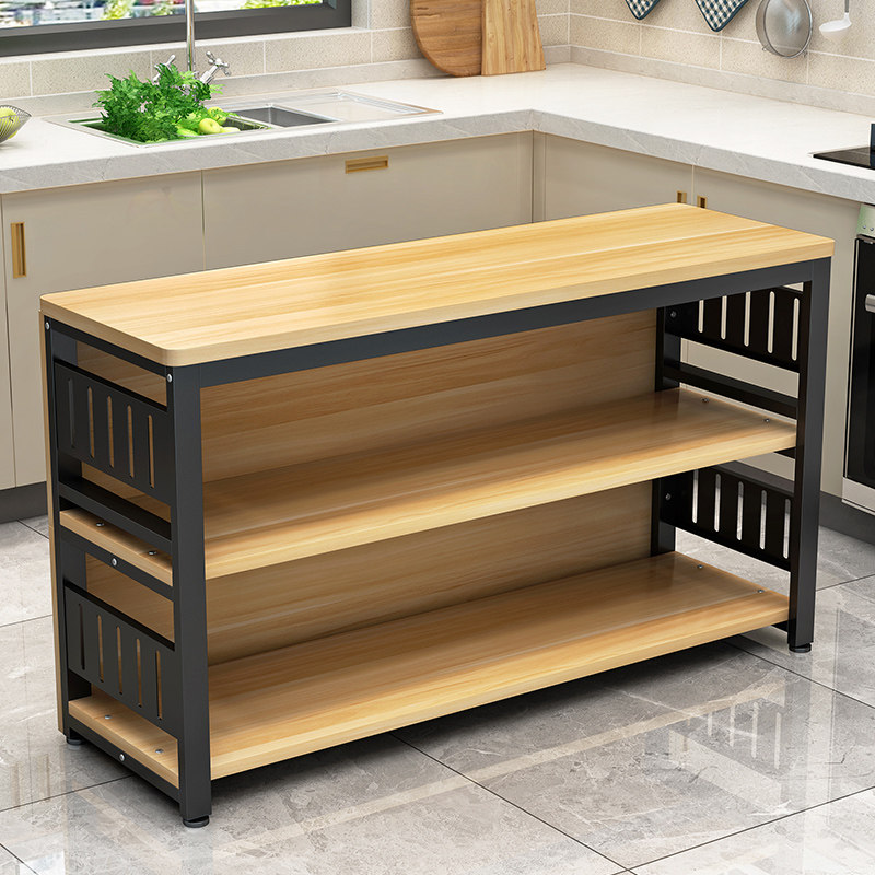 厨房置物架落地多层多功能微波炉收纳储物柜子简约长方形切菜桌子