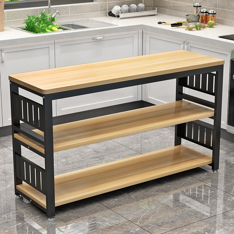 Kitchen shelving ground floor multilayer Multi-functional chopping table microwave containing rack storage rack rectangular table-Taobao