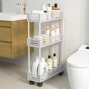 Bathroom storage cabinet door narrow slot storage rack ultra-thin storage rack narrow cabinet multi-layer mobile trolley